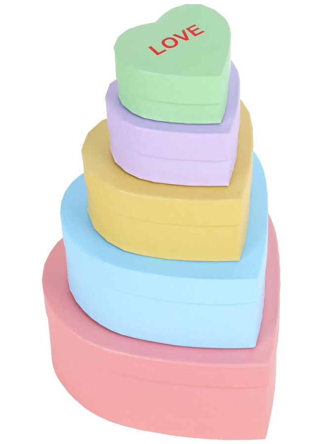 وولاين مجموعة علب هدايا ورقية على شكل قلب من والين، 5 قطع، لعيد الحب، تتضمن علب حلوى على شكل قلب، 5 طبقات متداخلة، مع أغطية، مناسبة للمجوهرات وتنسيقات الزهور وتزيين الحفلات. - Image 1